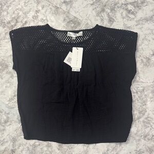 Chelsea & Theodore Charcoal Crochet Blouse